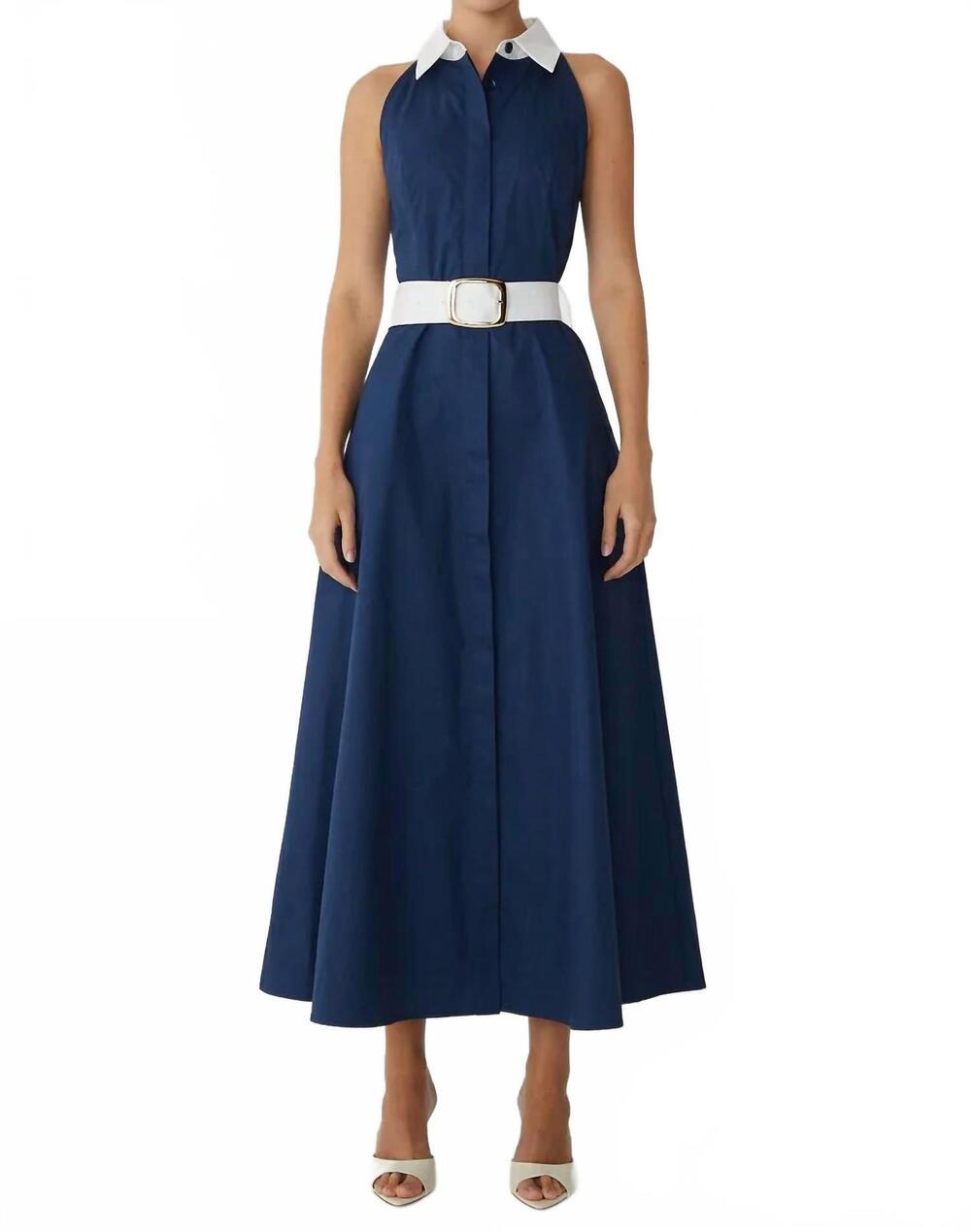 NEW JS71 collared maxi shirt dress in navy